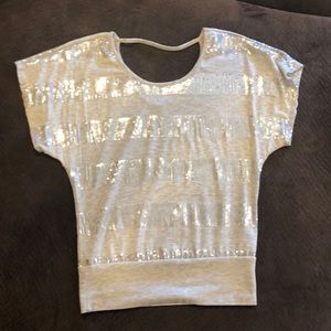 Gray sparkly blouse
